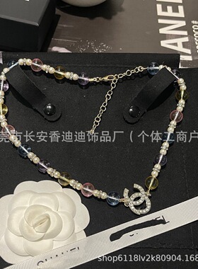 26C早春新款彩色琉璃项链高版本香家简约百搭锁骨链厂家批发直销