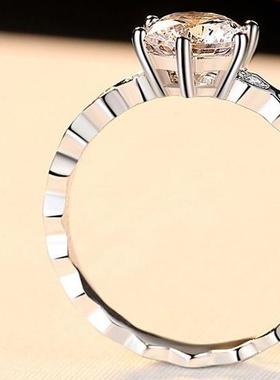 蜂窝pt950轻奢宋慧乔戒指钻钻带六边形色莫桑石网红D同款铂金蜂巢