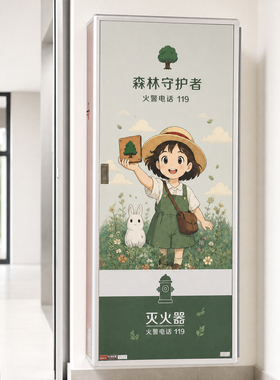 消防栓漫画防水自粘墙贴