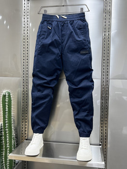 2024 Summer Thin Casual Pants Men's Versatile Legged Nine-Point Pants Slim Foot Pants Youth Harem Pants