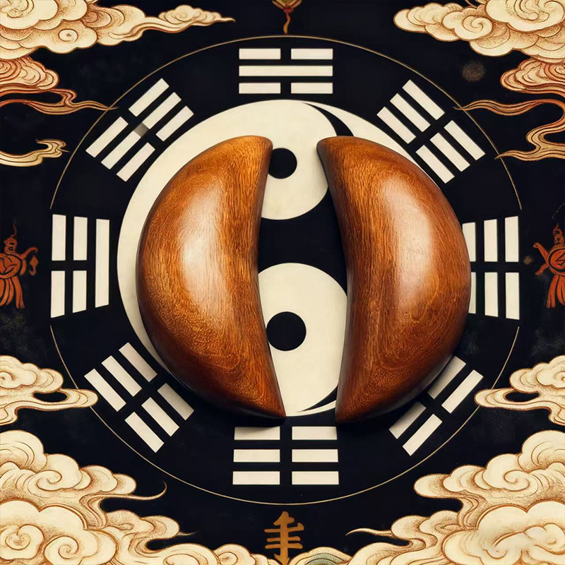 百年雷击枣木圣杯卦桃木圣杯法器茭杯掷杯九宫八卦道家羊角牛角卦 - 图1