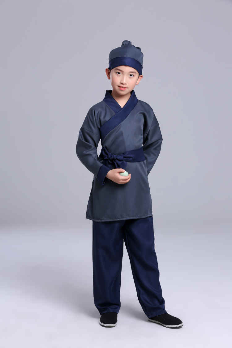 小道童儿童古装汉服中国风唐装周岁宝宝少爷店小二服国学服演出服