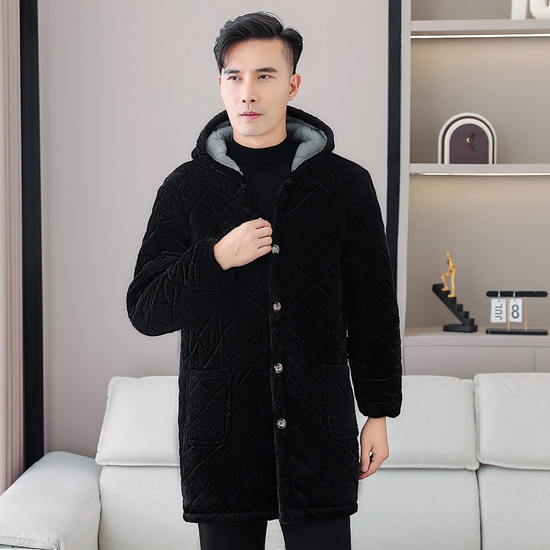 冬季保暖男士加绒加厚棉衣休闲大褂加长过膝罩衣工作服家居服棉服,淘宝优惠券,粉丝福利购,淘宝优惠卷