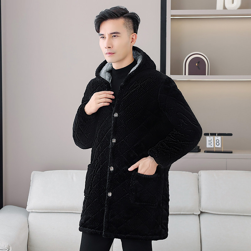 冬季保暖男士加绒加厚棉衣休闲大褂加长过膝罩衣工作服家居服棉服,淘宝优惠券,粉丝福利购,淘宝优惠卷