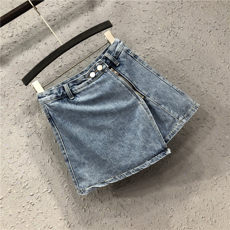 艾天丽旗舰店夏季新款短裤裙女欧洲站个性不规则高腰显瘦a字牛仔半身裙潮2