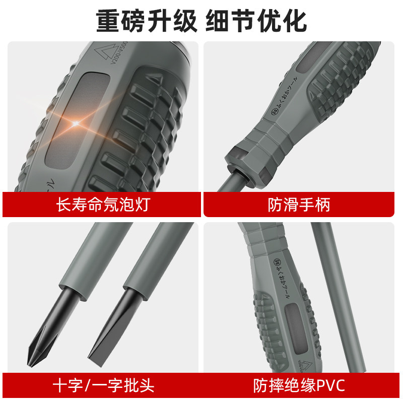 福冈测电笔电工专用验电笔高扭力多功能十字一字试电笔螺丝刀工具,淘宝优惠券,粉丝福利购,淘宝优惠卷