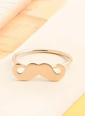 日韩潮流新款ins时尚简约百搭金色小胡子戒指轻奢名媛学生指环女