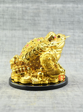 和谐招财摆件金蟾树脂绿玉蟾蜍吧台客厅家用办公室装饰品开业礼物