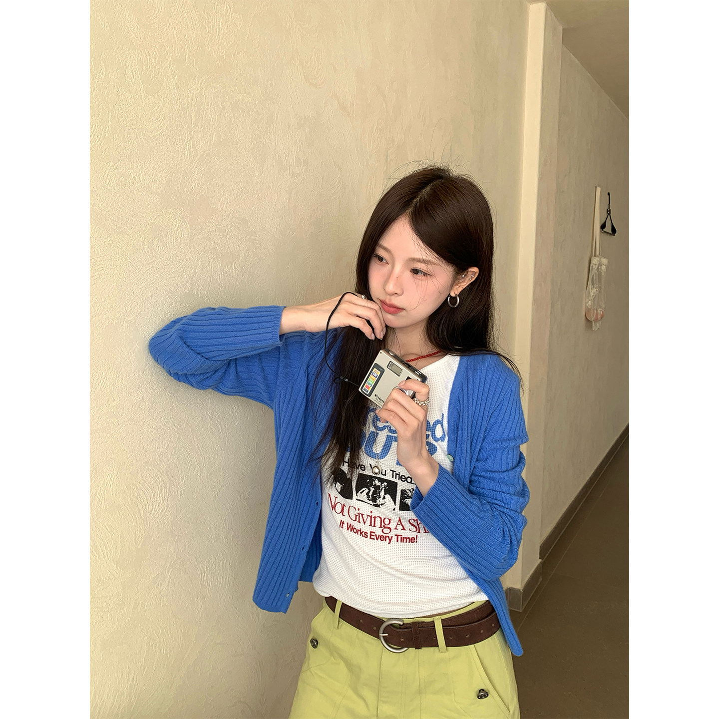 CCKOK 2026早春 韩系穿搭纯色坑纹100%羊毛针织开衫女外套上衣,淘宝优惠券,粉丝福利购,淘宝优惠卷