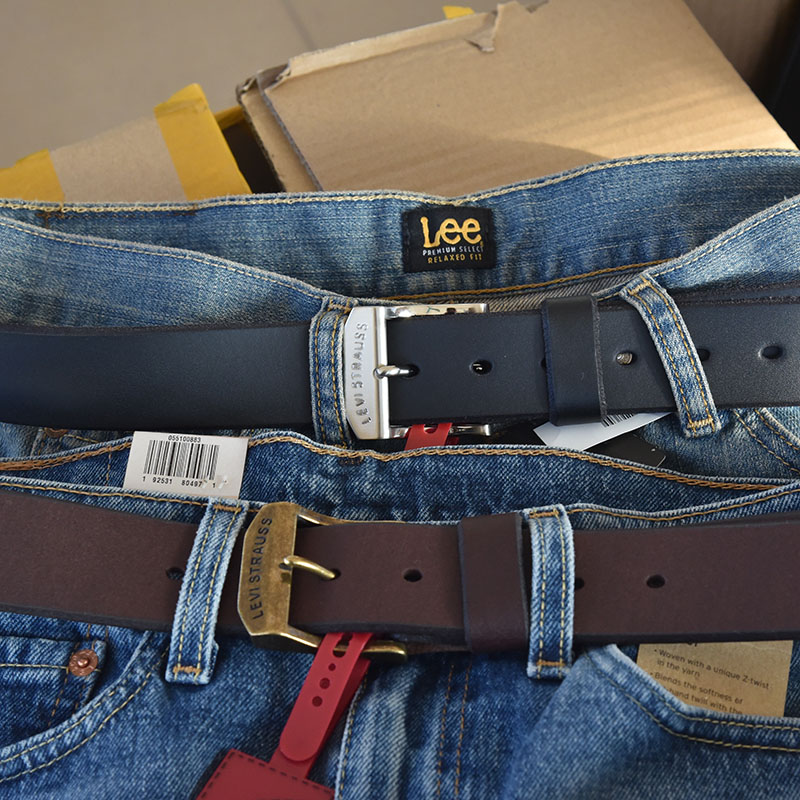 现货3.8cm宽美国正品李维斯真皮腰带针扣皮带男士牛仔11LV0204