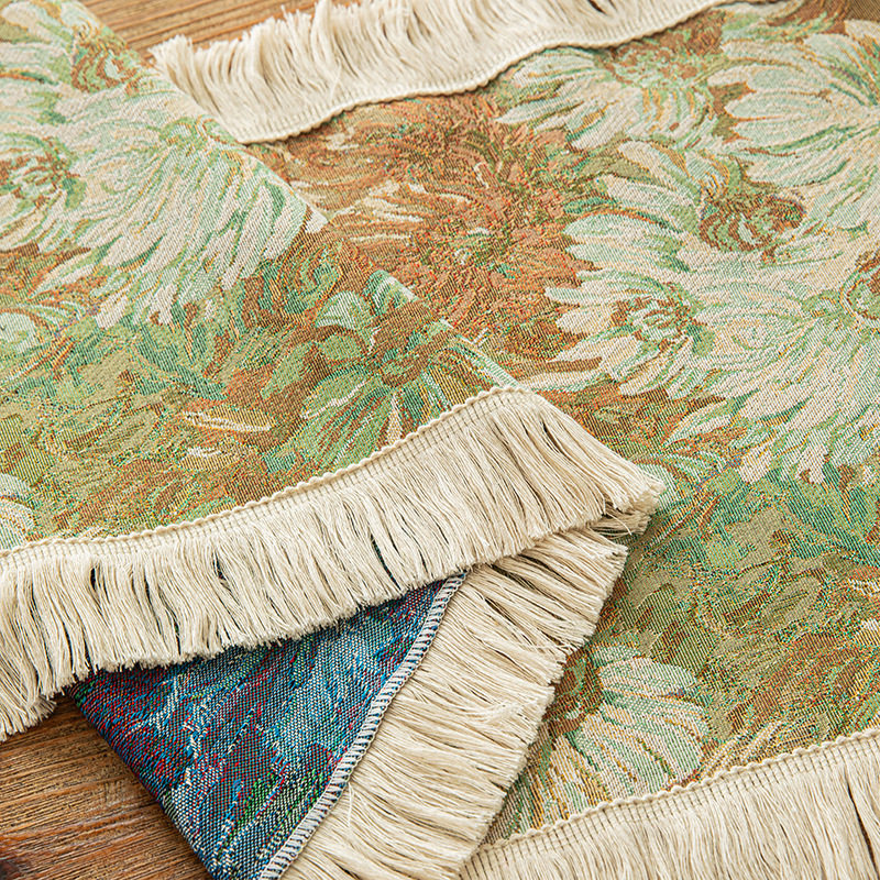 波西米亚提花编织桌旗装饰布油画风花朵棉麻桌巾家用茶几旗盖布,淘宝优惠券,粉丝福利购,淘宝优惠卷