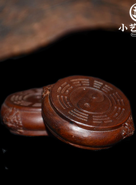 雷击枣木八卦鼓手把玩