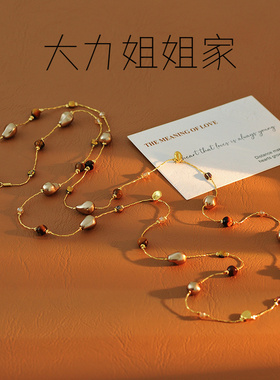 美拉德爱心秋冬毛衣项链高级感轻奢小众毛衣链女百搭女款2025