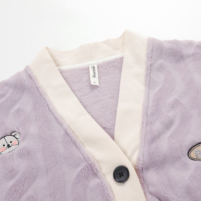 思莉太太冬季珊瑚绒v领可外穿睡衣 思莉太太睡衣/家居服套装