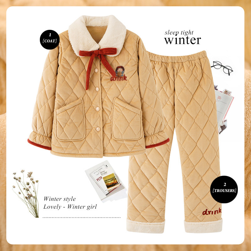 思莉太太冬珊瑚绒三层夹棉加厚睡衣 思莉太太睡衣/家居服套装