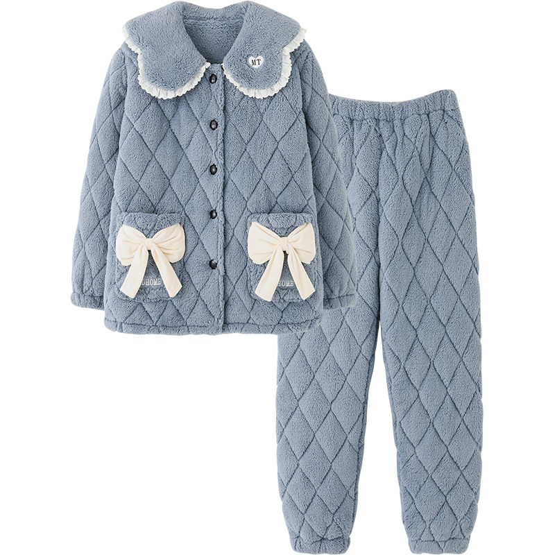 思莉太太冬款珊瑚绒三层夹棉睡衣 思莉太太睡衣/家居服套装