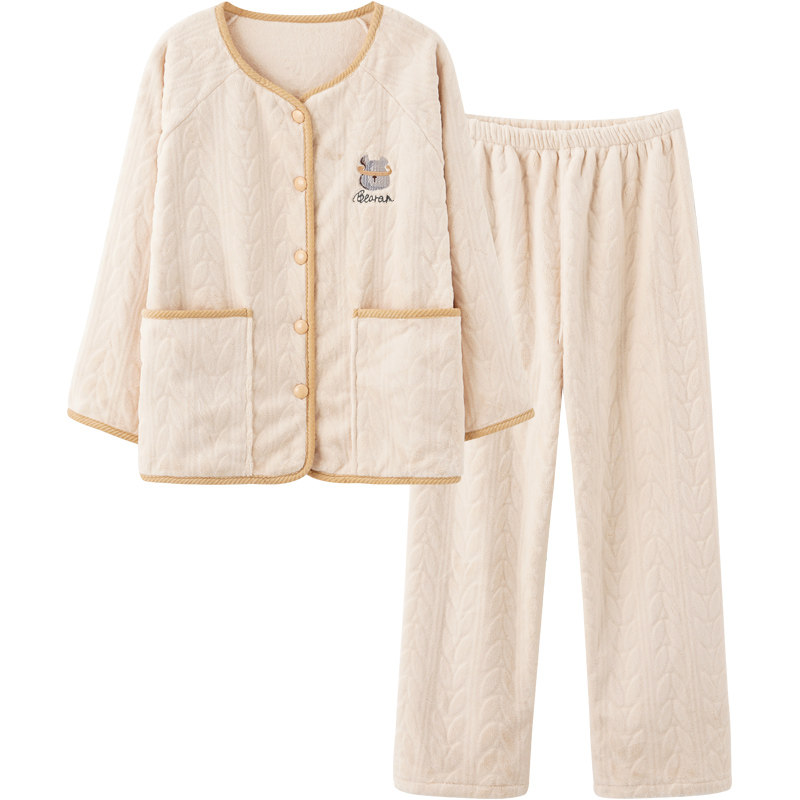 思莉太太冬季珊瑚绒加绒2021年睡衣 思莉太太睡衣/家居服套装