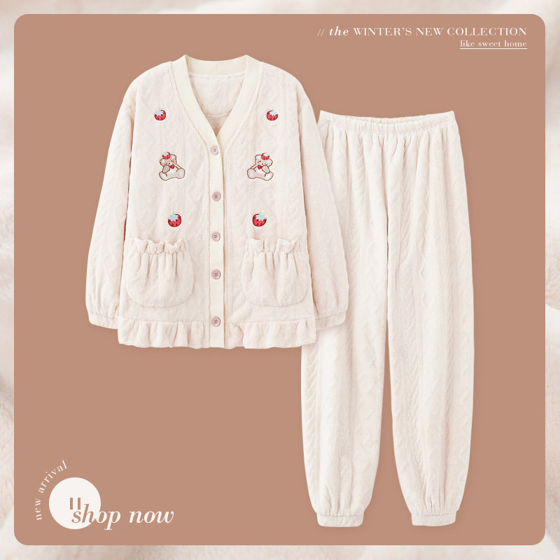 思莉太太珊瑚绒加厚加绒2021年睡衣 思莉太太睡衣/家居服套装