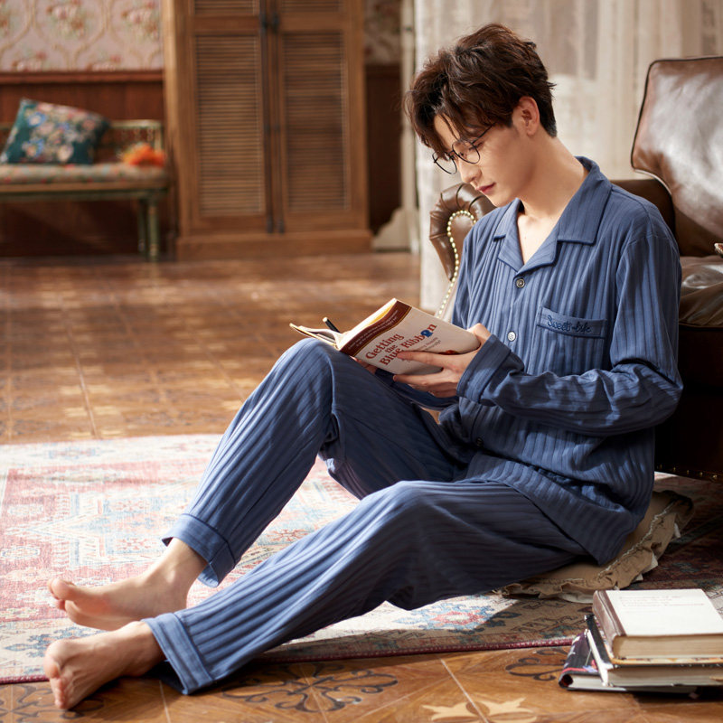 思莉太太男士睡衣春秋纯棉家居服 思莉太太睡衣/家居服套装