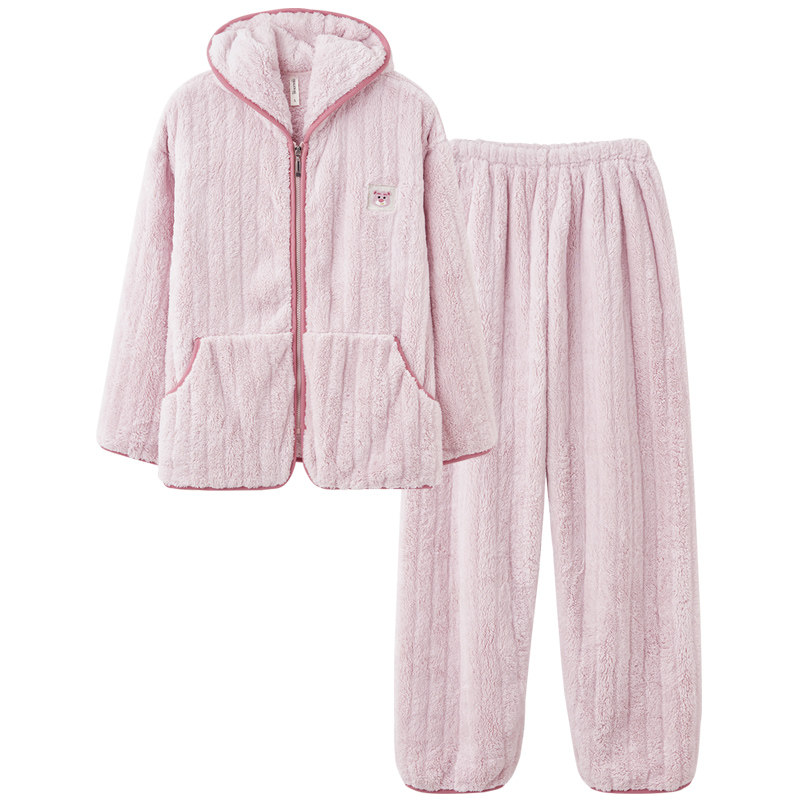 思莉太太情侣睡衣冬季珊瑚绒加厚加绒女连帽拉链可外穿男士秋冬款,淘宝优惠券,粉丝福利购,淘宝优惠卷