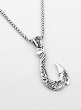 复古龙纹刀鱼钩项链男士时尚个性