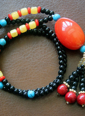 串珠毛衣链长款菩提装饰项链文艺男女配饰品春夏棉麻衣服挂坠挂件