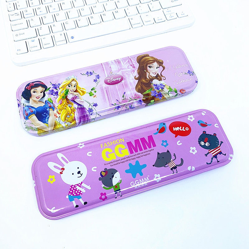 Primary school student tinplate single layer cartoon pencil case small pen box children cute creative pencil case kindergarten gift