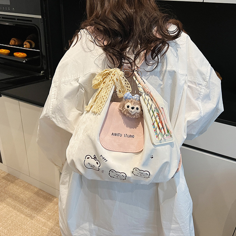 可爱卡通女2025新款时尚ins大容量双肩包百搭休闲洋气单肩托特包