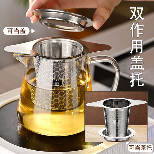 316不锈钢茶漏茶滤茶叶过滤器茶具双耳泡茶配件茶杯过滤网公道杯 - 图1