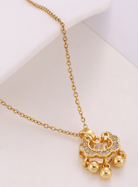 轻奢设计小众如意长命锁吊坠项链