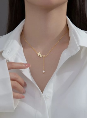 韩版时尚新款银杏叶项链