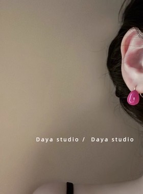 法式复古彩绘不对称耳环轻奢