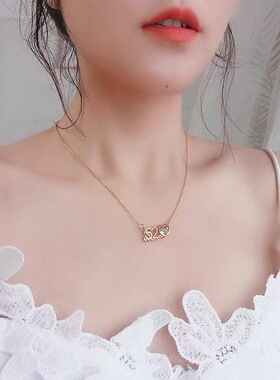韩版时尚精致锆石爱心520项链女