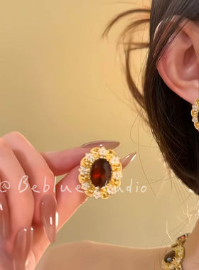 复古宫廷风花朵宝石项链女高级感轻奢重工锁骨链配饰