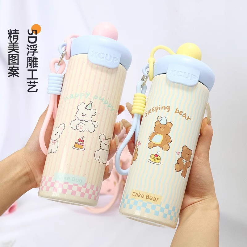 新款316不锈钢便携吸管保温杯高颜值浮球创意水杯大容量卡通杯子 - 图1