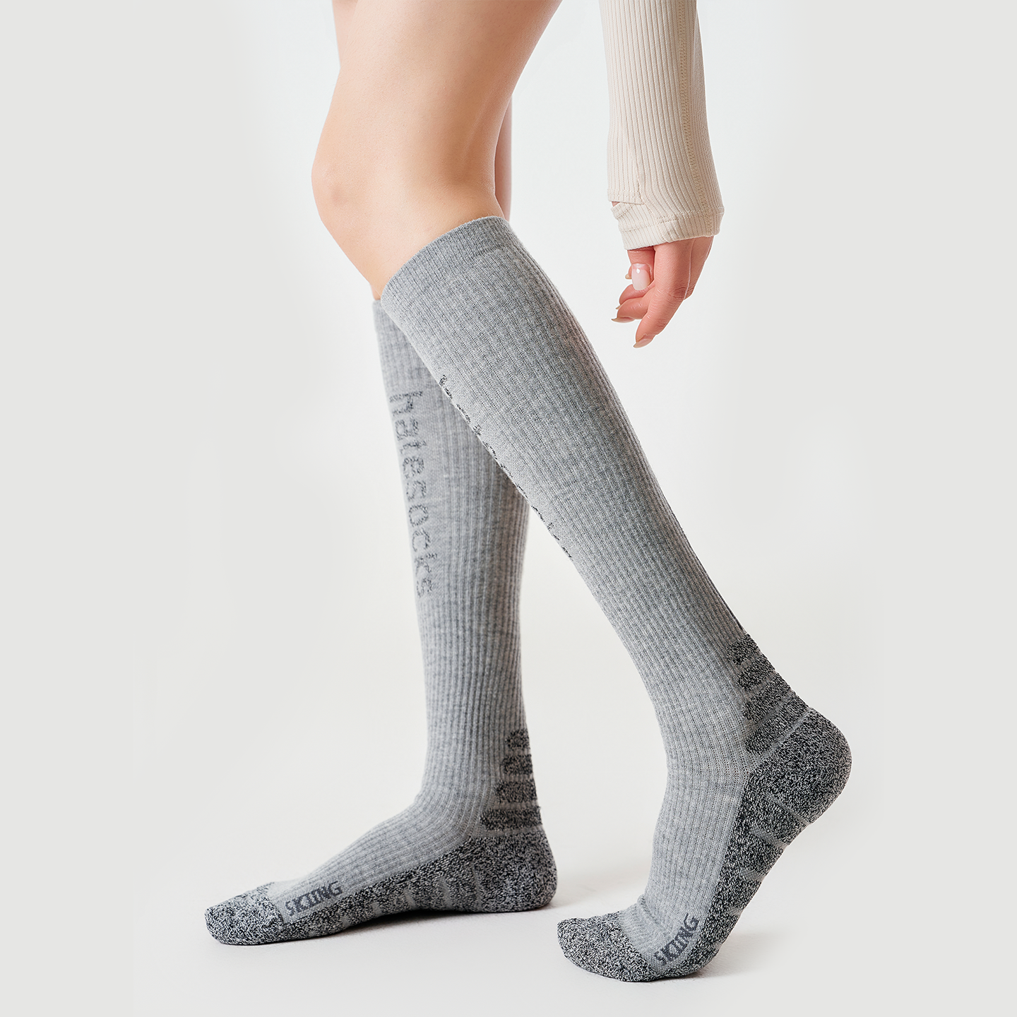 派米羊毛袜子女滑雪袜运动压力防滑毛巾底长筒袜骑行健身过膝长袜,淘宝优惠券,粉丝福利购,淘宝优惠卷