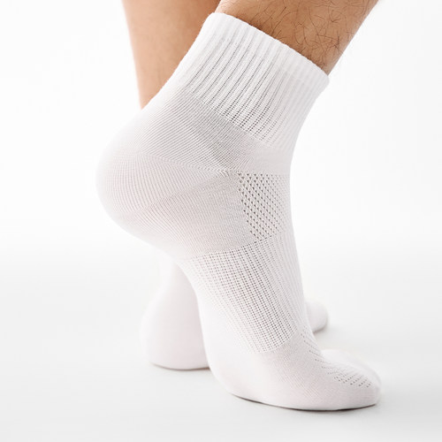 袜子男夏季短袜薄款吸汗网眼夏款透气运动男士浅口船袜白色羽毛球 - 图2