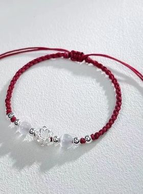 2025新款银色柿柿如意手链男女士款国风蛇本命年编织红手绳简约