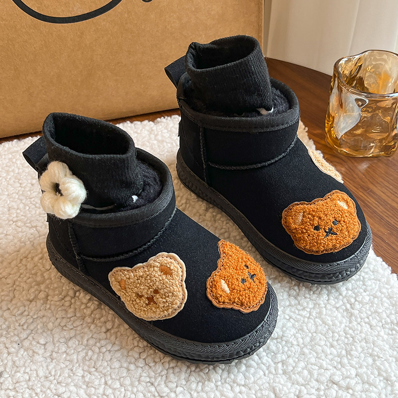 儿童雪地靴女童鞋子2025新款冬季男童短靴子加绒加厚保暖小熊棉鞋,淘宝优惠券,粉丝福利购,淘宝优惠卷