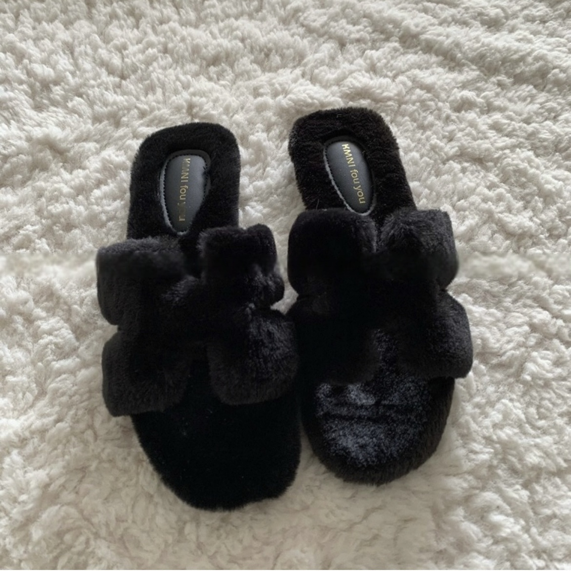 法式平底毛毛拖鞋女外穿2025新款秋冬季平底毛茸茸慵懒一字棉拖鞋 - 图2