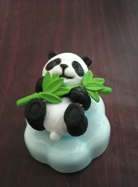 景德镇陶瓷摆件工艺品创意家居中式熊猫转转乐摆件