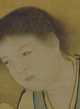 品明代 商喜 过海图轴工笔画财神蟾蜍挂画高r清微喷复制临摹素材
