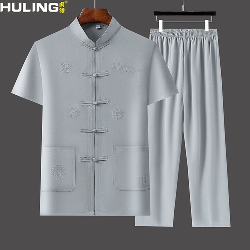Летний ретро комплект для пожилых людей, китайский стиль, для среднего возраста, с вышивкой