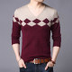 Spring and autumn new base long -sleeved V -neck loose and trendy sweater youth chicken heart collar men's top color sweater