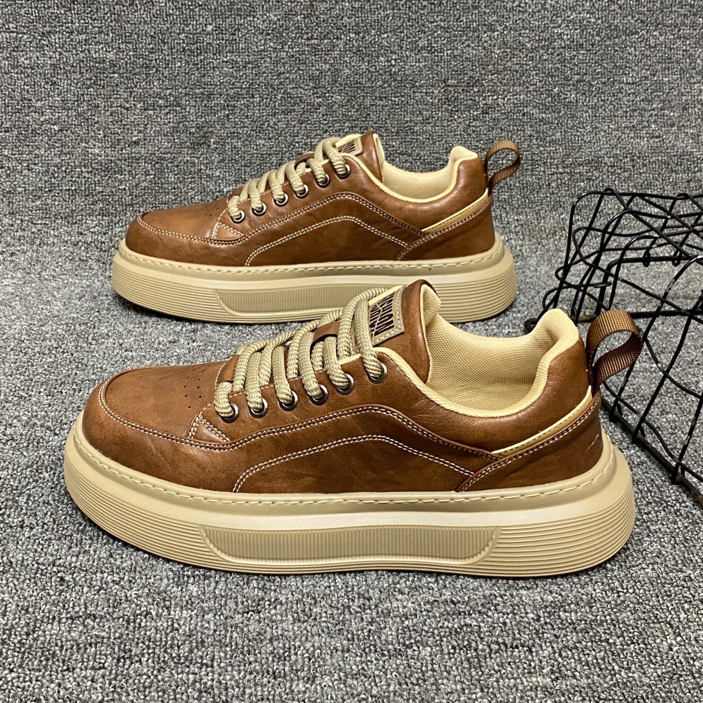 男鞋2025秋季新款百搭厚底板鞋英伦风马丁工装鞋简约商务休闲皮鞋,淘宝优惠券,粉丝福利购,淘宝优惠卷