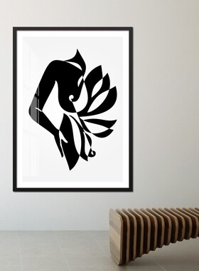 黑白美体人物装饰画轻奢抽象艺术