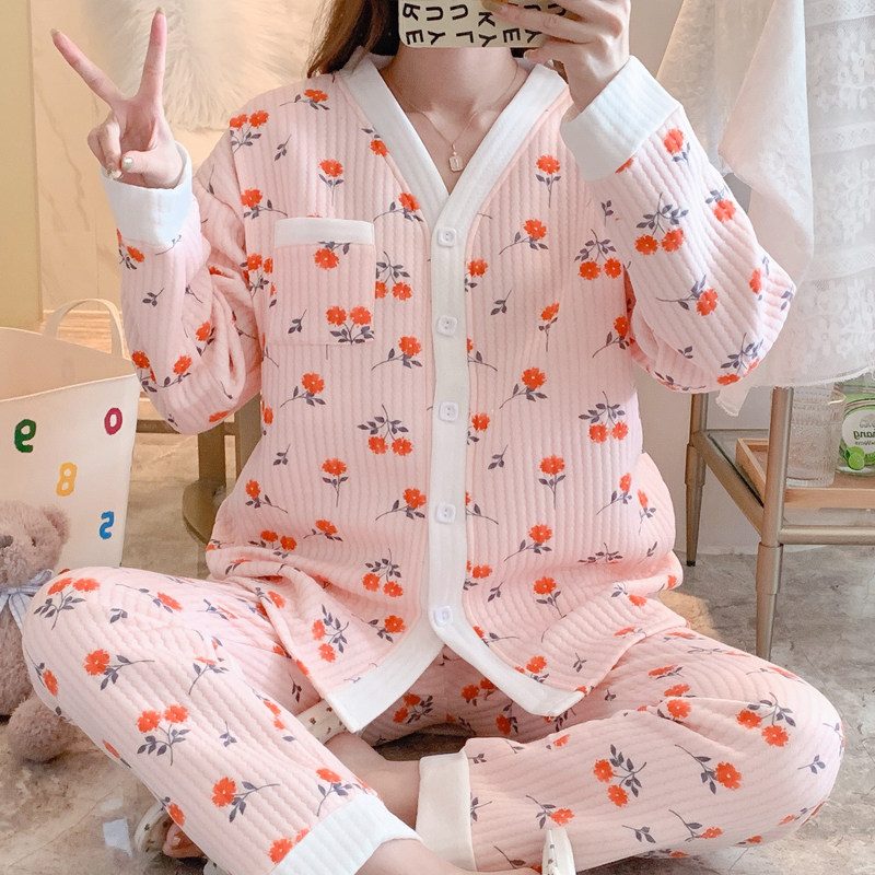 加厚空气棉月子服女12月份3 古芭莱家居服套装