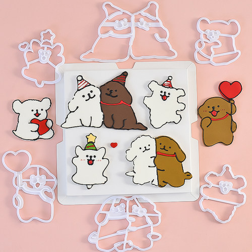 卡通线条小狗翻糖切模情人节周年纪念日蛋糕装饰烘焙工具塑料压模 - 图2