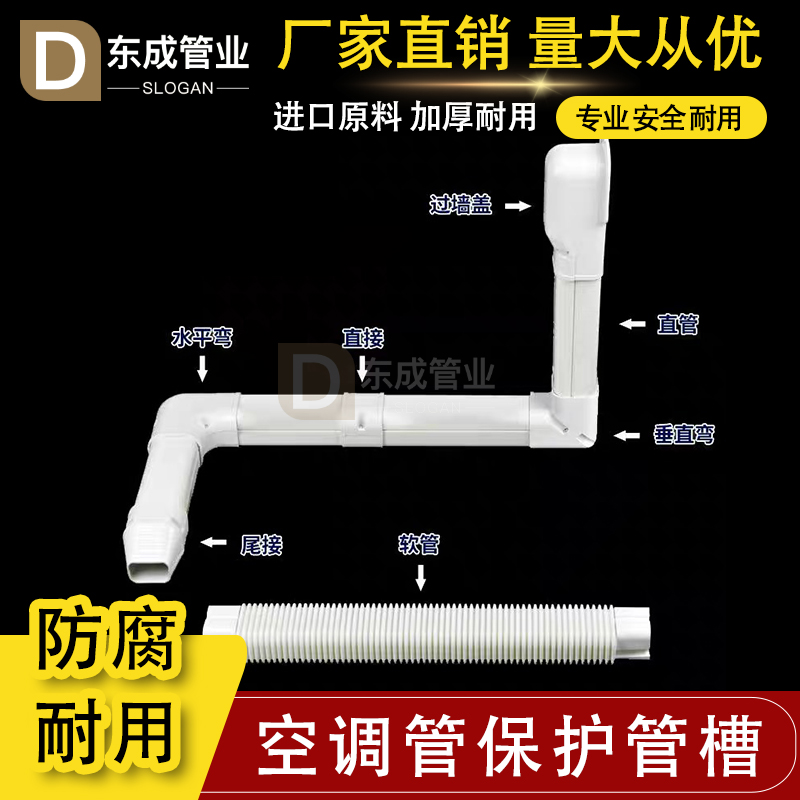 PVC空调装饰直管75×65保护管槽遮挡套管包管子遮丑白色美化管子 - 图0