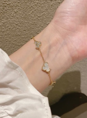 四叶草手链女高级感轻奢小众设计高级感锆石超闪气质名媛风手饰品